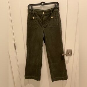 J.Crew Factory Olive Corduroy Lizzie Pant with Gold Button